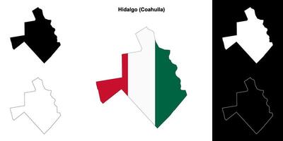 Hidalgo municipality, Coahuila outline map set vector