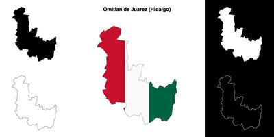 Omitlan de Juarez municipality, Hidalgo outline map set vector