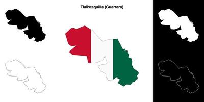 Tlalixtaquilla municipality, Guerrero outline map set vector