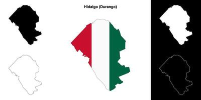 Hidalgo municipality, Durango outline map set vector