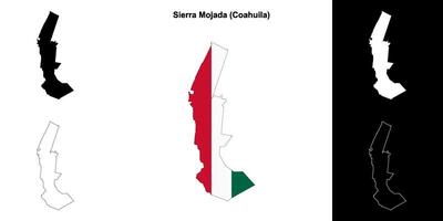 Sierra Mojada municipality, Coahuila outline map set vector
