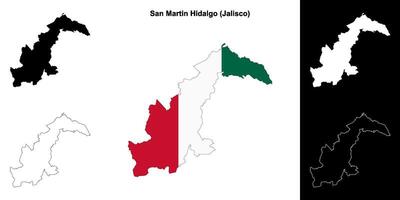 San Martin Hidalgo municipality, Jalisco outline map set vector
