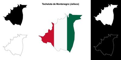 Techaluta de Montenegro municipality, Jalisco outline map set vector