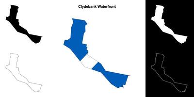 Clydebank Waterfront blank outline map set vector
