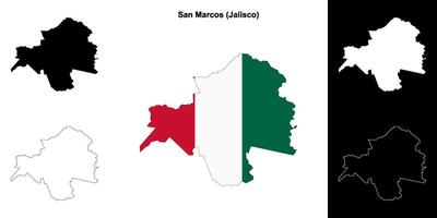 San Marcos municipality, Jalisco outline map set vector