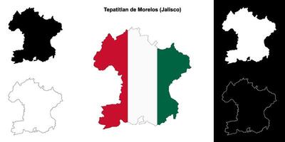 Tepatitlan de Morelos municipality, Jalisco outline map set vector