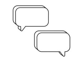 Hand drawn cute outline illustration two blank speech bubbles. Flat empty comment messages line art doodle. Dialog or discussion. Social media icon. Communication. Chat notification. Isolated. vector