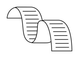 Hand drawn cute outline illustration long document with note. Flat scroll of paper sticker line art doodle. Big plan. Tiring todo list icon. Extensive shopping list or receipt concept. Isolated vector