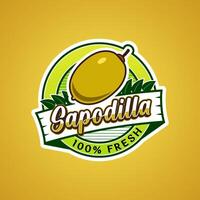 Logo label for Sapodilla fruit with added text vector