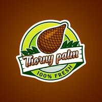 Logo label for Thorny palm fruit with added text vector
