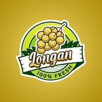 Logo label for Longan fruit with added text vector