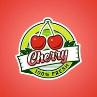 Logo label for cherry fruit with added text vector