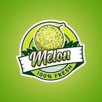 Logo label for Melon fruit with added text vector