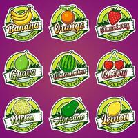 A set of labels for fruit with added text vector