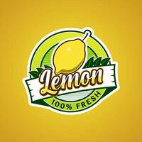 Logo label for Lemon fruit with added text vector