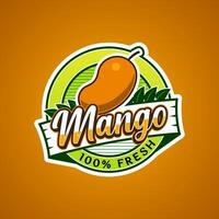 Logo label for Mango fruit with added text vector