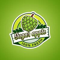 Logo label for Sugar apple fruit with added text vector
