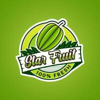 Logo label for Star fruit with added text vector