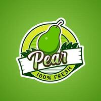 Logo label for Pear fruit with added text vector