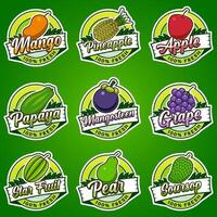 set of label logo bundles for fruits with additional text vector