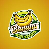 Logo label for banana fruit with added text vector