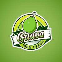Logo label for Guava fruit with added text vector