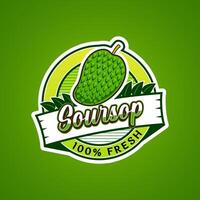 Logo label for Soursop fruit with added text vector
