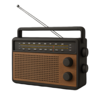 Vintage radio with antenna transparent background retro design studio setting close-up view nostalgic concept png