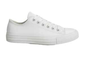 High resolution photorealistic white sneaker isolated object with in studio environment png