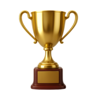 Golden trophy award isolated object with transparent background high resolution photorealistic item png