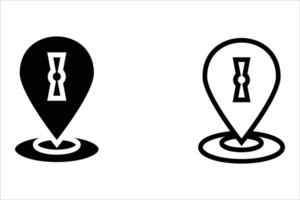 GPS tag with keyhole line icon. Key, lock, password, geolocation, coordinates, satellite, map, direction. icons for business and advertising vector