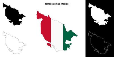 Temascalcingo municipality, Mexico outline map set vector