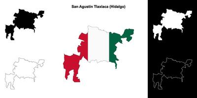 San Agustin Tlaxiaca municipality, Hidalgo outline map set vector