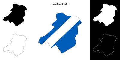 Hamilton South blank outline map set vector