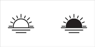 Abstract Sunset icon set. Half Sun Geometric Lines with Black and White Colors and Style Isolated on White Background. Flat Logo Design Template Element for Nature and Holiday Logos. vector