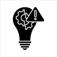 black bulb with gear like innovation or novelty. flat simple style trend modern implementation logotype graphic design element isolated on white. concept of project management or abstract setting vector
