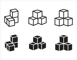 Building blocks line icon set. Thin line flat symbol of toys and construction. illustration on white background. vector