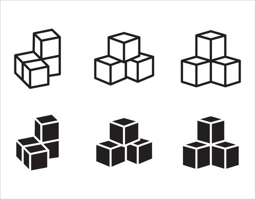 Building blocks line icon set. Thin line flat symbol of toys and construction. illustration on white background.