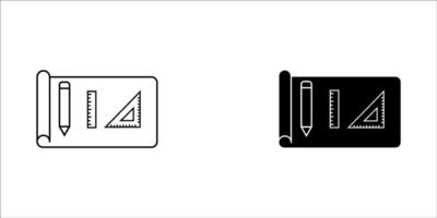 Architectural icons set. with house project print, building construction plans, measuring tools. Hand drawn architect tools set, engineering drafts, drawing compasses and house schemes. vector