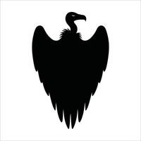 Silhouette of a vulture with wings spread, head turned to the side. vector