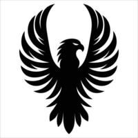 Silhouette of an eagle with outstretched wings and tail feathers, symbolizing power and freedom. vector