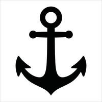 Black silhouette of a traditional anchor with a stock at the top and two flukes at the bottom, set against a white background. vector