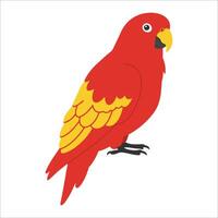 A colorful, simplified illustration of a parrot features a bright red body with contrasting yellow wings. vector