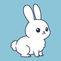 Cute cartoon-style white rabbit with two large ears and a small tufted tail vector