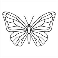 Line drawing of a butterfly with outstretched wings against a plain background. vector