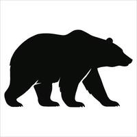 Silhouette of a bear in profile view, featuring a robust body, thick legs, and a prominent snout. vector