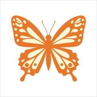 illustration of a butterfly with symmetrical wings spread open. The design features an orange outline with cream-colored patterns inside vector