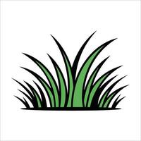 illustration of green grass blades with sharp, pointed tips and black outlines. vector