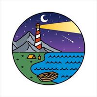 Scenery lighthouse in the frame illustration vector