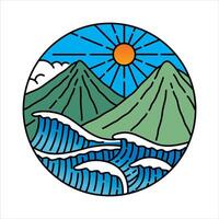 Beautiful natural scenery in the circle frame vector